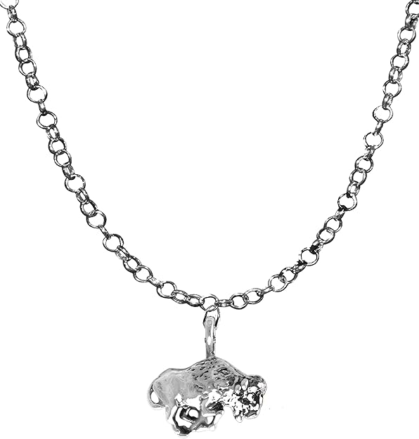 Bison, Buffalo Necklace, Adjustable 14-21 Inch Rolo Chain Necklace, Nickel, Lead, And Cadmium Free-Hypoallergenic