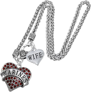 Marine Wife Heart Necklace, Hypoallergenic, Will NOT Irritate Anyone with Sensitive Skin. Safe- Nickel, Lead and Cadmium Free