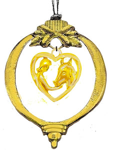 A Girl And Her Horse, 14KT Goldtone Ornament And Charm, What A Wonderful Gift For Yourself,Or Someone Special,Looks Great On The Tree, Comes Gift Ready In A Black Velvet Bag