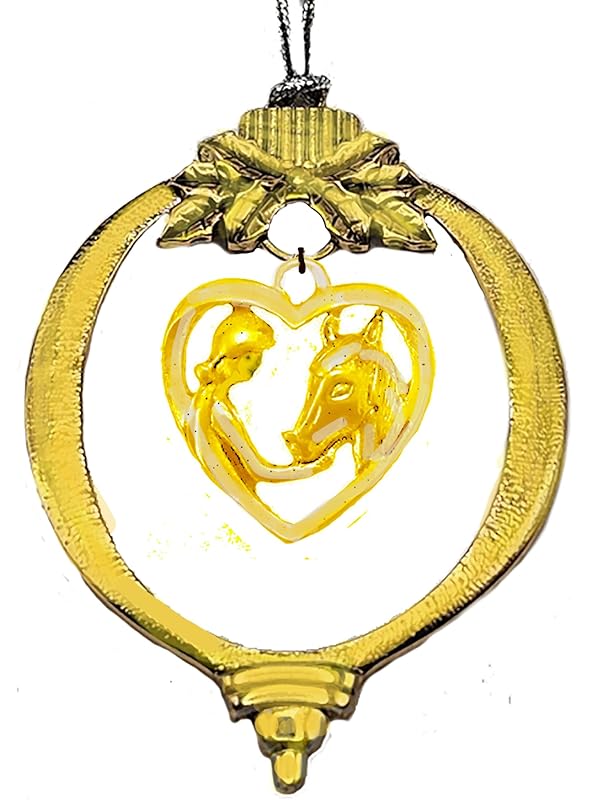 A Girl And Her Horse, 14KT Goldtone Ornament And Charm, What A Wonderful Gift For Yourself,Or Someone Special,Looks Great On The Tree, Comes Gift Ready In A Black Velvet Bag