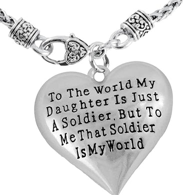 Army, Enlisted Daughter, My Daughter, She is My World, Necklace, Adjustable Hypoallergenic, Safe
