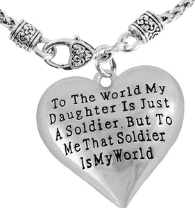 Army, Enlisted Daughter, My Daughter, She is My World, Necklace, Adjustable Hypoallergenic, Safe