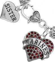 Marine Sister Heart Bracelet, Hypoallergenic, Will NOT Irritate Anyone with Sensitive Skin. Safe- Nickel, Lead and Cadmium Free
