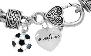 Soccer Super Hero, " Soccer Player Jewelry" Bracelet Hypoallergenic, Safe-Nickel, Lead Free