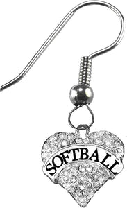 Softball On A Sterling Silver Solid .925 Sterling, Not Plated Or Coated.Fishhook Earring, Hyperallergenic Safe-Nickel, Lead, Cadmium Free