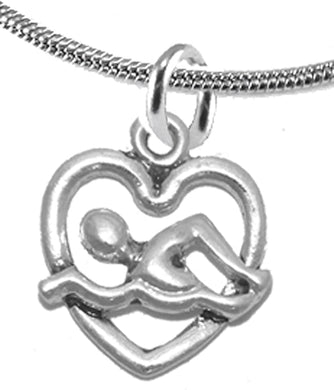 I Love Swimming, Adjustable Necklace, Hypoallergenic, Safe-Nickel Free, No Poisonous Lead Or Cadmium
