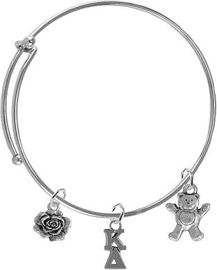 Kappa Delta, Teddy Bear, And White Rose, Licensed Sorority Jewelry Manufacturer, Adjustable Miracle Wire Bracelet, Hypoallergenic Safe- No Nickel, No Lead, And No Poisonous Cadmium