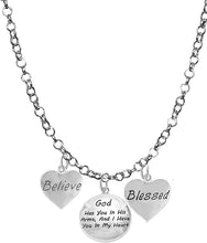 Believe, God Has You In His Arms, And I Have You In My Heart, Blessed, Adjustable Necklace, Hypoallergenic, Safe-Nickel, Lead, Cadmium Free