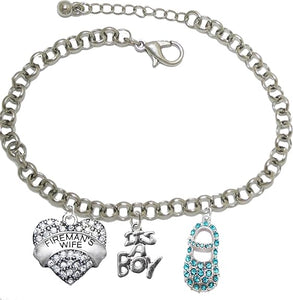 Firefighter's, Wife's, It's A Boy, Bracelet, Hypoallergenic, Safe-Nickel, Lead, Cadmium Free