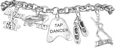 Tap Dance Jewelry-5 Charm Bracelet Safe-Hypoallergenic, Adjustable, Nickel, Lead, Cadmium Free 1107-1108-1110-203-834B2