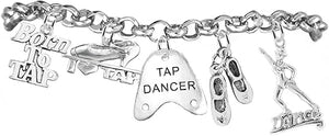 Tap Dance Jewelry-5 Charm Bracelet Safe-Hypoallergenic, Adjustable, Nickel, Lead, Cadmium Free 1107-1108-1110-203-834B2