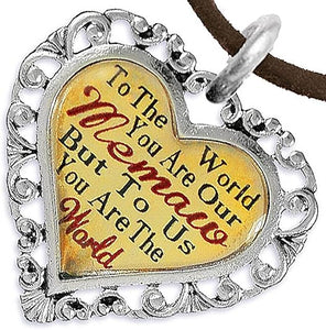 Memaw Heart Charm Necklace Hypoallergenic, Adjustable, Safe, Nickel, Lead & Cadmium Free!