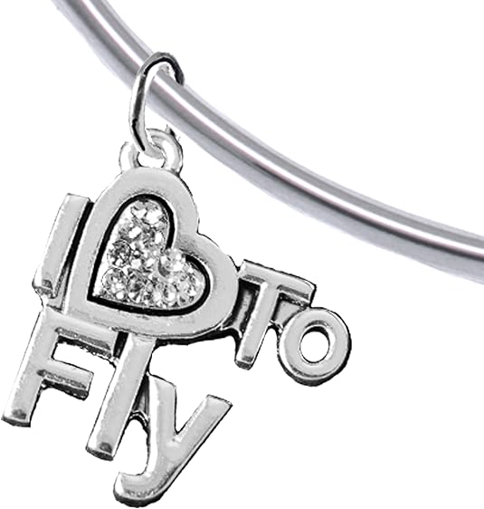 I Love to Fly, Hypoallergenic, Adjustable, Charm Bracelet, Removable Ball, Add Charms Without Tools. Nickel, Lead, and Cadmium Free
