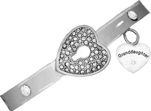 Message Bracelet, Granddaughter, The Key to My Heart Genuine Crystal Bracelet, It Really Locks! Hypoallergenic, Safe-Nickel, Lead, Free