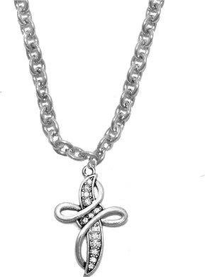 Creative Charm Factory™ Sculptured Christian Cross, Just Beautiful, STERLING SILVER Solid .925 Sterling, Not Plated Or Coated.18 Inch Necklace Chain, Nickel, Lead, Cadmium Free