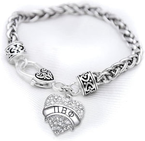 Pi Beta Phi Crystal Heart Bracelet - Licensed Sorority Jewelry Manufacturer