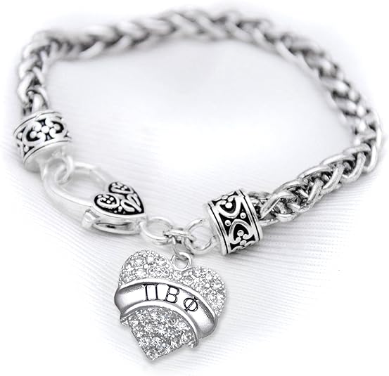 Pi Beta Phi Crystal Heart Bracelet - Licensed Sorority Jewelry Manufacturer