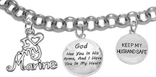 Marine Wife, My Husband, God Has You In His Arms And I Have You In My Heart, Adjustable, Hypoallergenic-Safe, No Nickel, Lead, Or Poisonous Cadmium In Bracelet