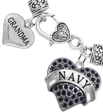 Navy Grandma Blue Crystal Heart Bracelet, Hypoallergenic, Will NOT Irritate Anyone with Sensitive Skin. Safe- Nickel, Lead and Cadmium Free
