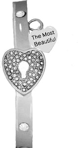 The Most Beautiful, "The Key To My Heart Cuff Crystal, "It Really Locks!" Hypoallergenic, Safe-Nickel, Lead, Free