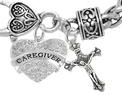 Caregiver, Nurse, RN, LPN, Crucifix Cross, Bracelet, Hypoallergenic, Safe-Nickel, Lead, Free