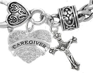 Caregiver, Nurse, RN, LPN, Crucifix Cross, Bracelet, Hypoallergenic, Safe-Nickel, Lead, Free