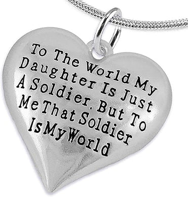 Army, Enlisted Daughter, My Daughter, She is My World, Necklace, Adjustable Hypoallergenic-Safe