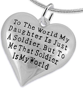 Army, Enlisted Daughter, My Daughter, She is My World, Necklace, Adjustable Hypoallergenic-Safe