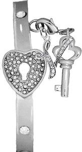 It Really Locks!, The Key To My Heart, "Initial V ", Cuff Crystal Bracelet, Hypoallergenic, Safe-Nickel, Lead, Free