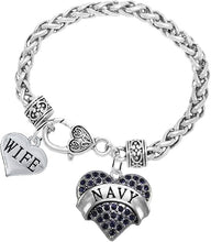 Navy Wife Blue Crystal Heart Bracelet, Hypoallergenic, Will NOT Irritate Anyone with Sensitive Skin. Safe- Nickel, Lead and Cadmium Free