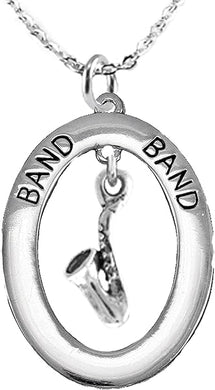 Band Saxophone Player, Hypoallergenic Adjustable Necklace, Safe-Nickel, Lead and Cadmium Free