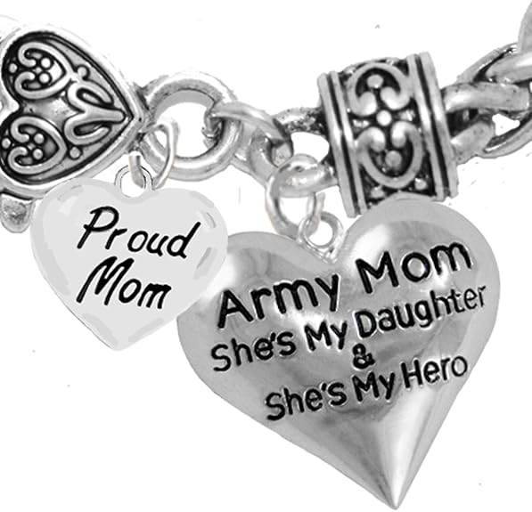 Army, Enlisted Daughter, Proud Mom, My Daughter is My Hero, Hypoallergenic, Safe-Nickel, Lead, Cadmium Free