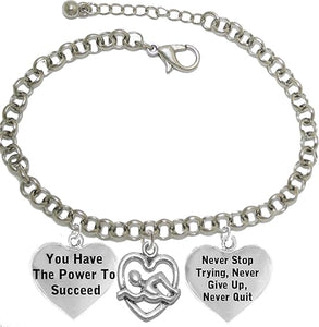 Swimming, Never Stop Trying, Never Quit Adjustable Bracelet, Hypoallergenic, Safe-Nickel Free, No Poisonous Lead Or Cadmium