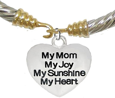 Message Bracelet, My Mom, My Joy, My Sunshine, My Heart, Breathtaking Gold/Silver Bracelet, Hypoallergenic, Safe-Nickel, Lead, Cadmium Free