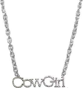 Cowgirl Necklace/Pendant Glittering Bling Plaque Marquee, Hypoallergenic-Safe. No Nickel, No Lead, No Poisonous Cadmium