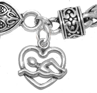 I Love Swimming Bracelet, Hypoallergenic, Safe-Nickel Free, No Poisonous Lead Or Cadmium