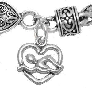 I Love Swimming Bracelet, Hypoallergenic, Safe-Nickel Free, No Poisonous Lead Or Cadmium
