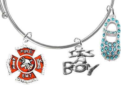 EMT Firefighter's, It's A Boy, Adjustable Bracelet, Hypoallergenic, Safe-Nickel, Lead, Cadmium Free