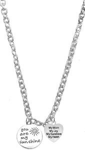 You Are My Sunshine, My Mom, My Joy, My Sunshine, My Heart Hypoallergenic Adjustable Necklace, Safe-Nickel, Lead And Cadmium Free