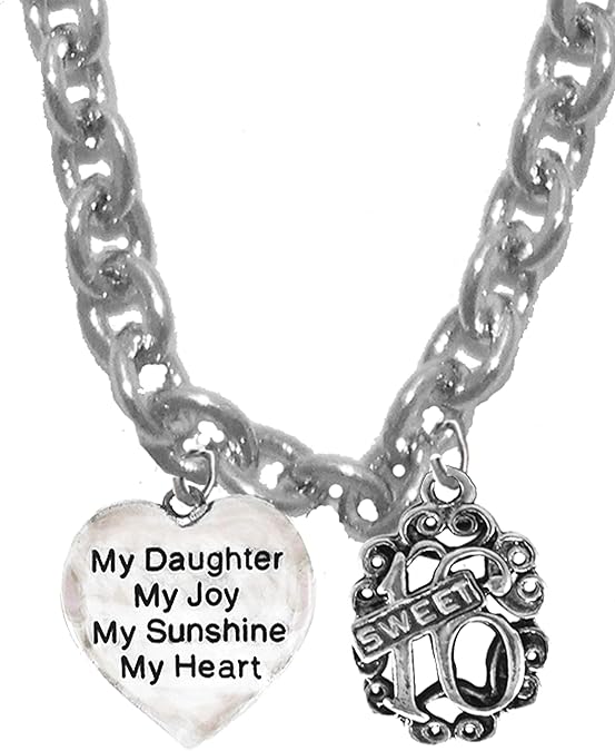 My Daughter,My Joy,My Sunshine,My Heart, Sweet 16, Sterling Silver Solid .925 Sterling,Not Plated Or Coated.18 Inch Chain,Hyperallergenic Safe-Nickel,Lead,Cadmium Free