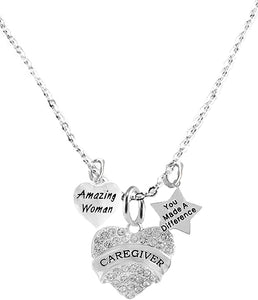 Caregiver, Nurse, RN, LPN, EMT You Made A Difference, Amazing Women Chain Necklace, Hypoallergenic, Safe-Nickel, Lead, Free