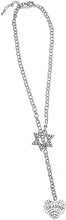 Jewish Granny Crystal Heart, Through A Crystal Star Of David, Necklace Hypoallergenic, Safe-Nickel, Lead, And Cadmium Free