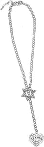 Jewish Granny Crystal Heart, Through A Crystal Star Of David, Necklace Hypoallergenic, Safe-Nickel, Lead, And Cadmium Free