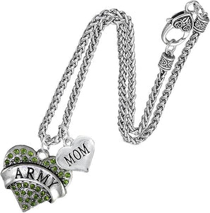Army Mom Heart Necklace, Hypoallergenic, Will NOT Irritate Anyone with Sensitive Skin. Safe- Nickel, Lead and Cadmium Free