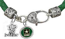 Army, I Love My Soldier, Army Green Leather Bracelet, Hypoallergenic Safe, No Nickel, Lead, Or Poisonous Cadmium in Bracelet