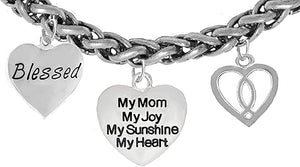 Mom, Blessed,My Mom, My Joy, My Sunshine, My Heart,Ichthus Fish, Bracelet,Hypoallergenic,Safe-Nickel, Cadmium,Lead, Free