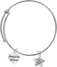 Amazing Women, You Made A Difference, Motivational Miracle Wire Bracelet, Hypoallergenic, Safe-Nickel, Lead, Cadmium Free