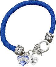 Coast Guard, Proud Mom Heart Charm Genuine Leather Bracelet, Hypoallergenic, Safe- Nickel, Lead, and Cadmium Free