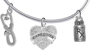 Caregiver, Nurse Add-A-Charm Bracelet, Hypoallergenic, Safe-Nickel, Lead, Free