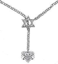 Jewish Nana Rolo Chain Necklace Hypoallergenic, Crystal Heart And Star Of David, Safe-Nickel, Lead, And Cadmium Free